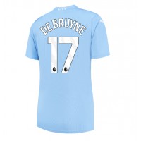 Camisa de Futebol Manchester City Kevin De Bruyne #17 Equipamento Principal Mulheres 2023-24 Manga Curta